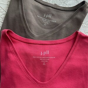 J. Jill Pima Cotton V-Neck Tee ⭐️ rose pink ⭐️ SP ⭐️ elbow sleeve length ⭐️